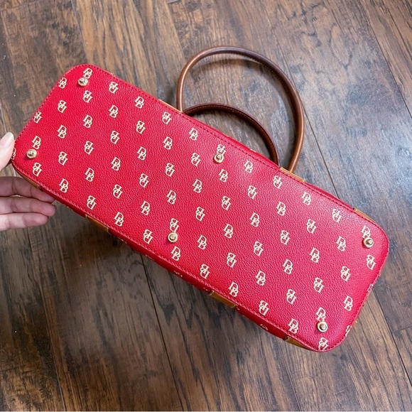 Dooney & Bourke • Domed Satchel purse bag Burning Red initials canvas wristlet - Picture 16 of 16
